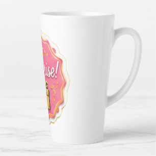 Tasse Latte Titre : Autocollant de boîte cadeau rose "Surprise