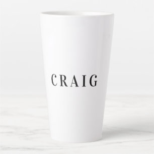 Tasse Latte Titre minimaliste Professionnel Moderne Nom Plat