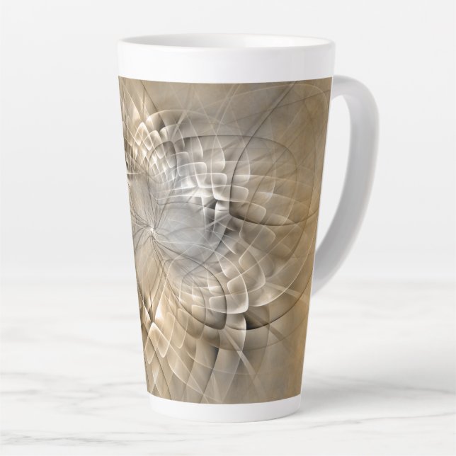 Tasse Latte Tons Terre Abstrait Art fractal moderne Texture (Angle droit)
