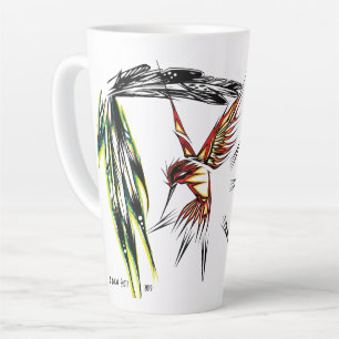 Tasse Latte Totem d'oiseau-de-brousse d'Amérique latine
