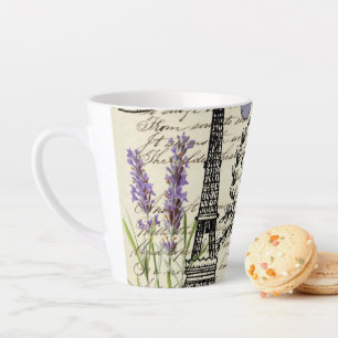Tasse Latte tour eiffel de paris, papillon rustique vintage