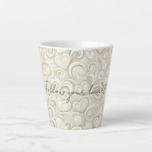 Tasse Latte Tourbillons de cœur chic romantique