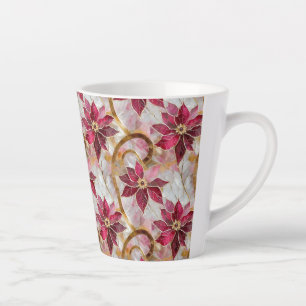Tasse Latte Tourbillons dorés Bourgogne Rose Poinsettias de No