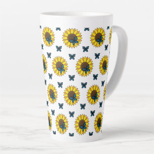 Tasse Latte Tournesol et papillon bleu