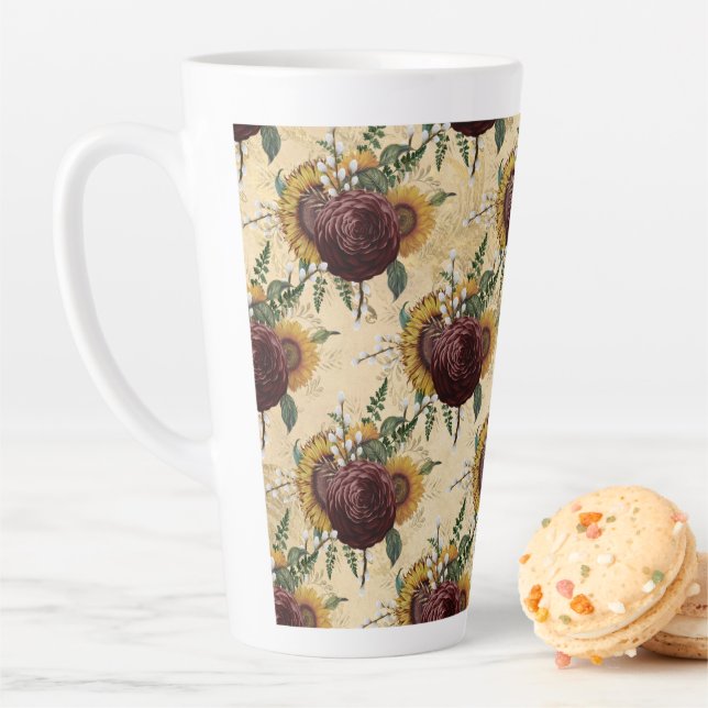 Tasse Latte Tournesol et Ranunculus (En situation)