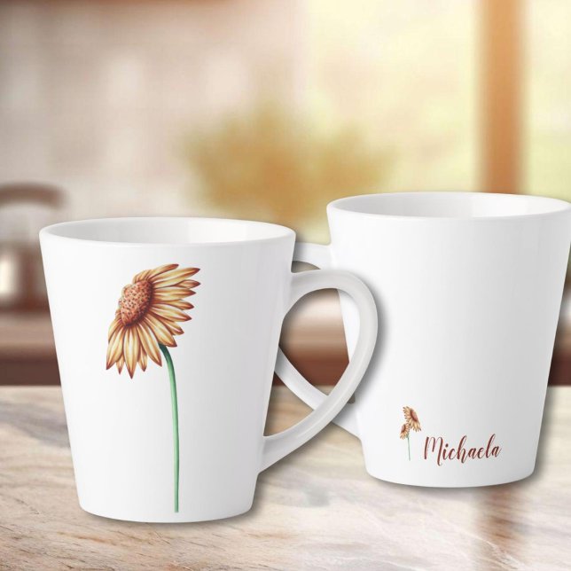 Tasse Latte Tournesol minimaliste (Créateur téléchargé)