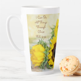 Tasse Latte Tournesol Philippiens 4:13 Écriture