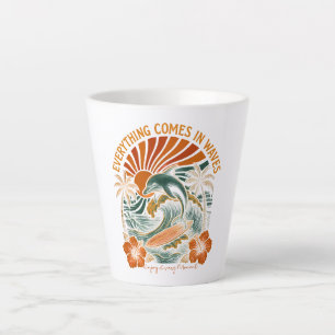 Tasse Latte Tout Vient En Vagues Rétro