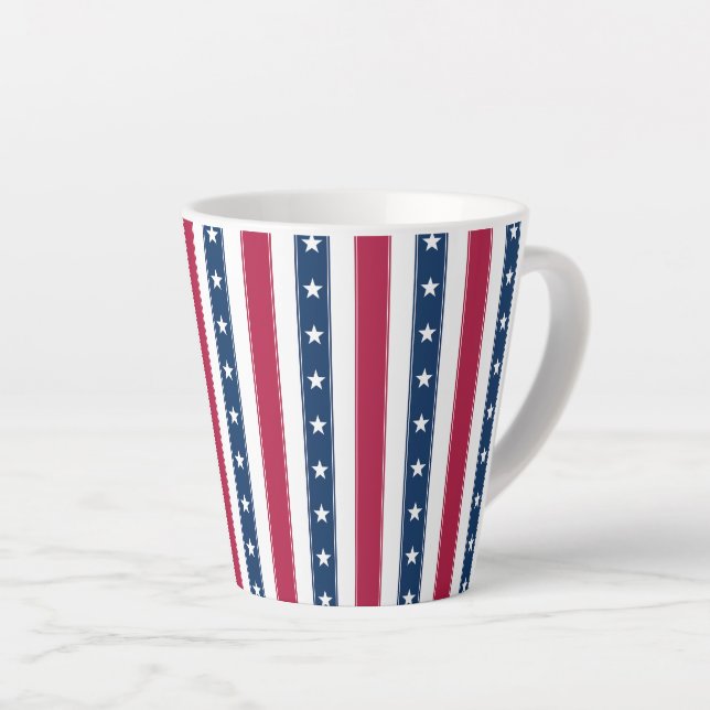 Tasse Latte Traces verticales avec étoiles Patriotique (Angle droit)