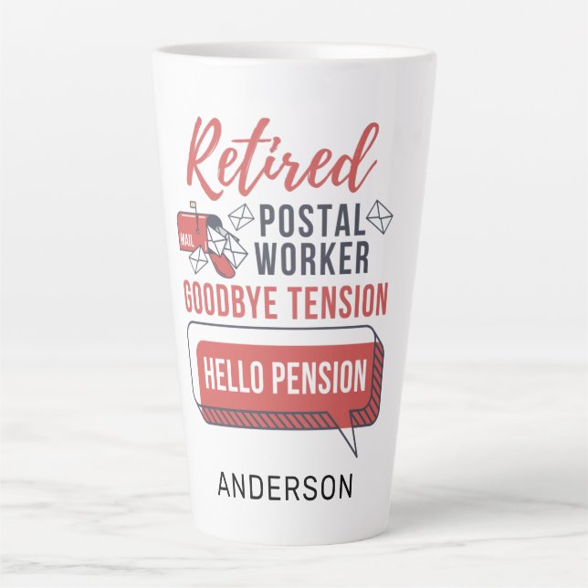 Tasse Latte Travailleur postal retraité facteur retraite drôle (Devant)