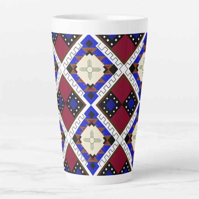 Tasse Latte Tribal, Bonheur, Zia amérindienne (Devant)