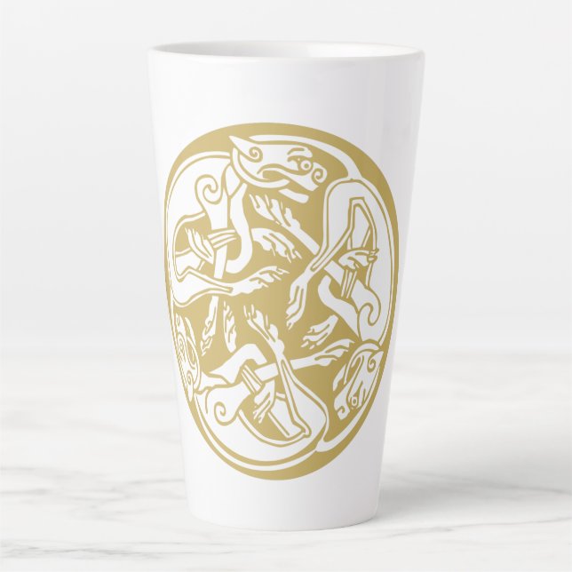 Tasse Latte Trio de chiens celtiques en or  (Devant)