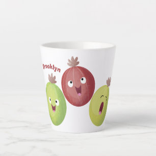 Tasse Latte Trio de groseilles mignonnes chantant en dessin an