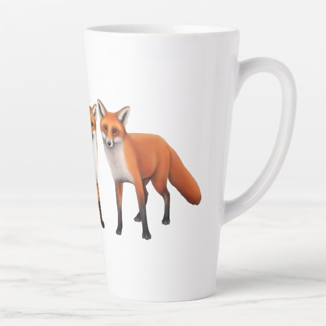 Tasse Latte Trois Renards Rouges Art (Droite)