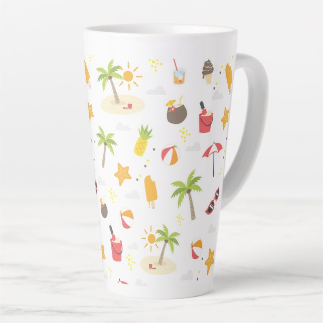 Tasse Latte Tropical Summer Beach Vacances Motif Design (Angle droit)
