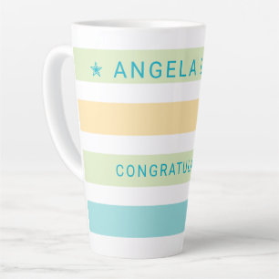 Tasse Latte Tropiques de Whimsical Cabana Stripes