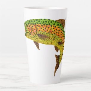 Tasse Latte Truite arc-en-ciel feuille Aspen 1