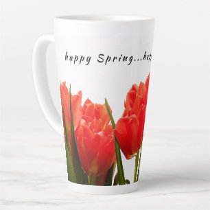 Tasse Latte Tulipe rouge joyeuse de printemps Fleur