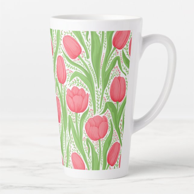 Tasse Latte Tulipes en rouge et vert (Droite)