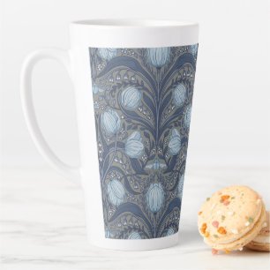 Tasse Latte Tulipes Rétro Nouveau en bleu et étain