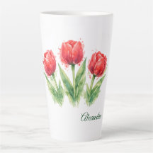Tulipes rouges aquarelles personnalisées 