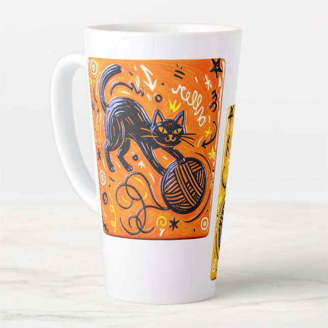 Tasse Latte Two-Sided Neon Cat  (Angle gauche)