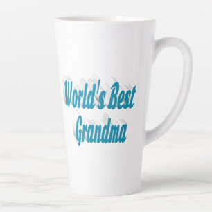 Tasse Latte Typographie bleu ciel grand-mère