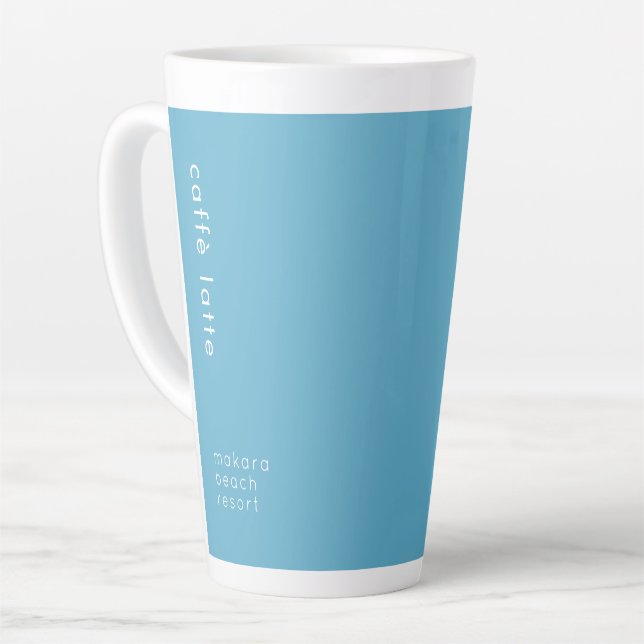 Tasse Latte Typographie Bleue Océanique Minimale Grande (Angle gauche)