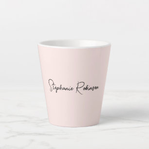 Tasse Latte Typographie de nom de monogramme de teinte rose mi