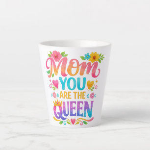 TASSE LATTE TYPOGRAPHIE « MAMAN, TU ES LA REINE »
