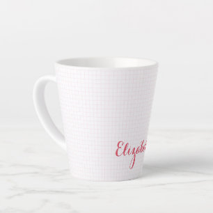 Tasse Latte Typographie moderne de la À damiers blanche rose