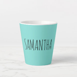Tasse Latte Typographie moderne Nom Bleu Vert