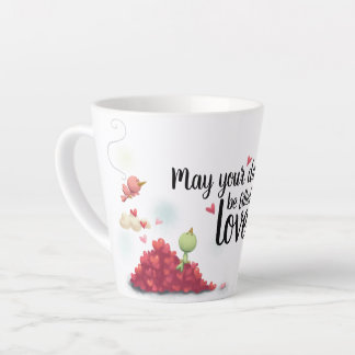 Tasse Latte Un mignon oiseau et un message d'anniversaire de c