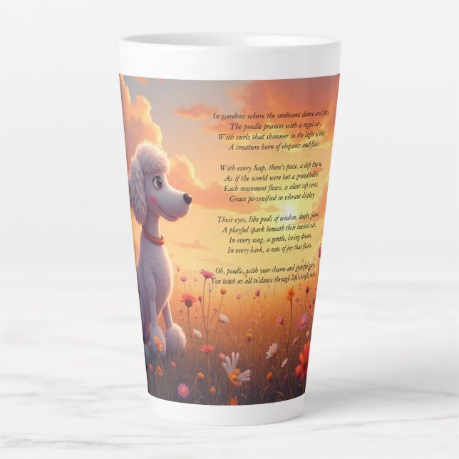 Tasse Latte Un mignon poisson blanc et poème (Devant)