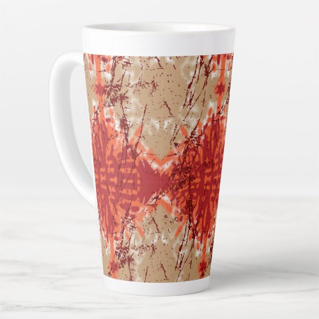 Tasse Latte Un tissu orangé et marron motif, (Angle gauche)