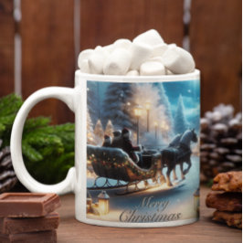 Tasse Latte Une Belle Balade En Sleigh Avec Père Noël