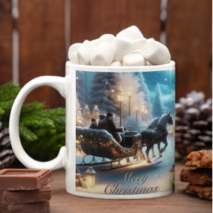 Tasse Latte Une Belle Balade En Sleigh Avec Père Noël