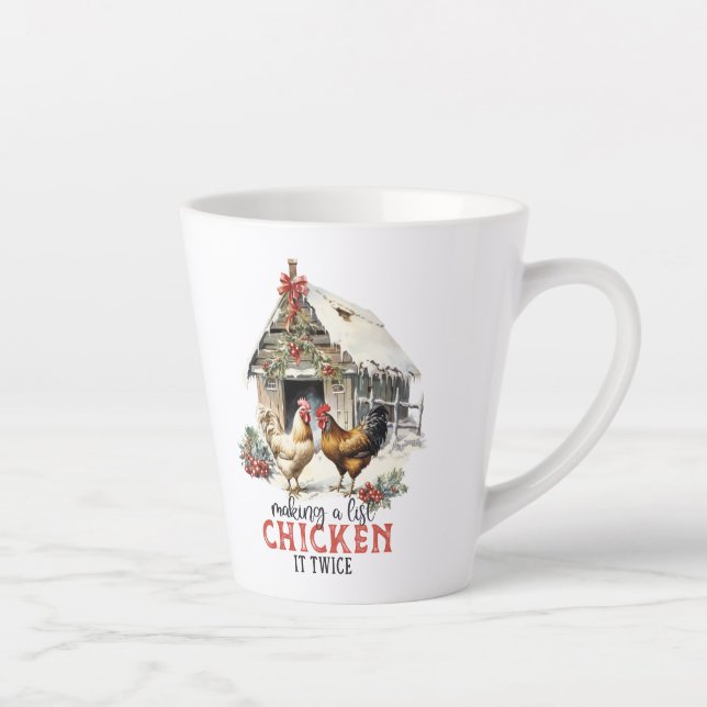 Tasse Latte Une ferme rétro qui fait du poulet à l'église est  (Droite)