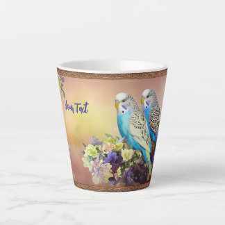 Tasse Latte Une paire de jolies perroquets bleus
