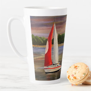 Tasse Latte Une voile coucher de soleil, par Gary Poling