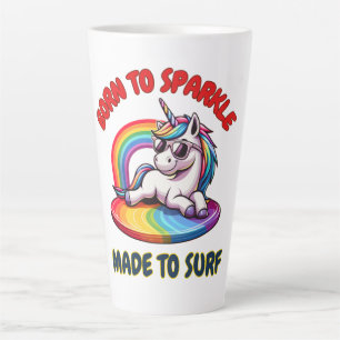Tasse Latte Unicorn Surfer Rainbow Surfing Cool