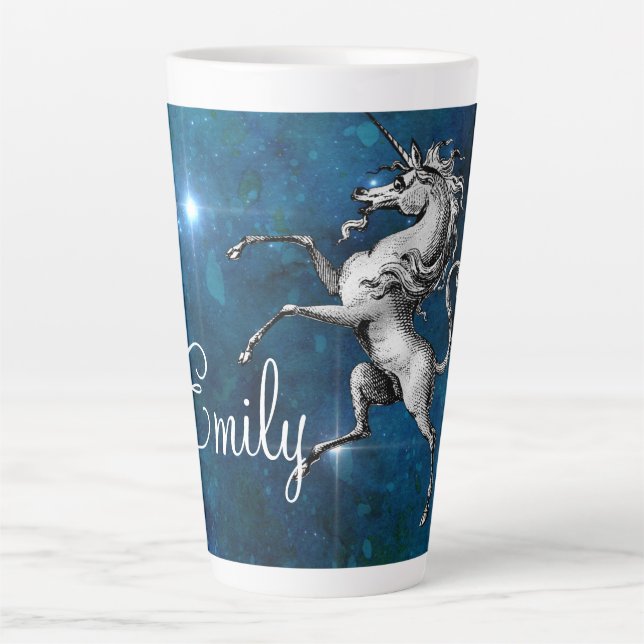 Tasse Latte Unicorne céleste personnalisable (Devant)