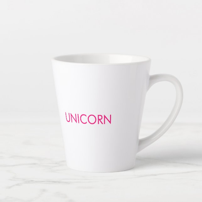 Tasse Latte "Unicorne" minimaliste rose chaud fuchsia blanc (Droite)
