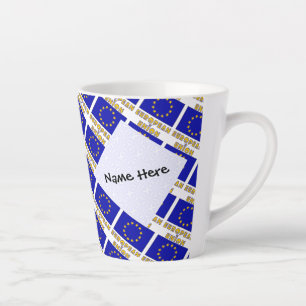 Tasse Latte Union européenne et drapeau de l'UE personnalisé e