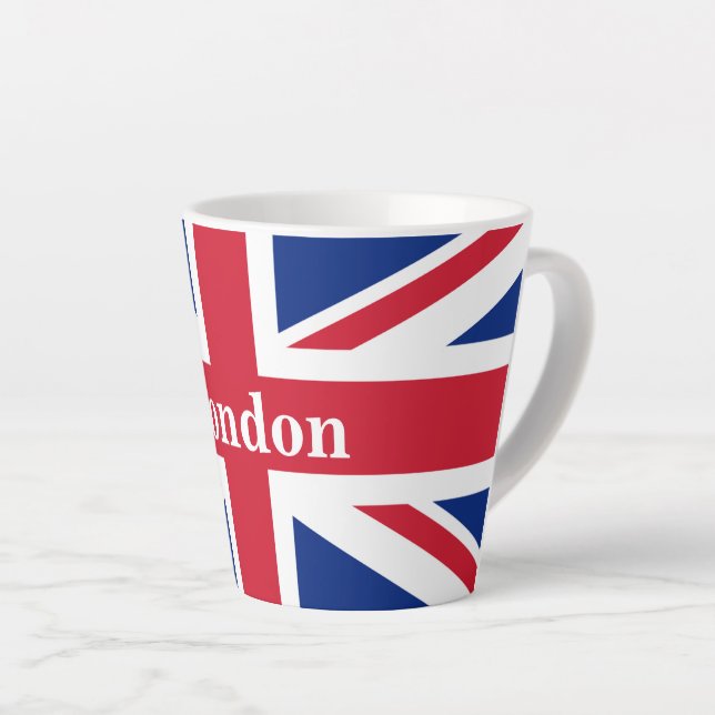 Tasse Latte Union Jack London ~ Drapeau britannique (Angle droit)