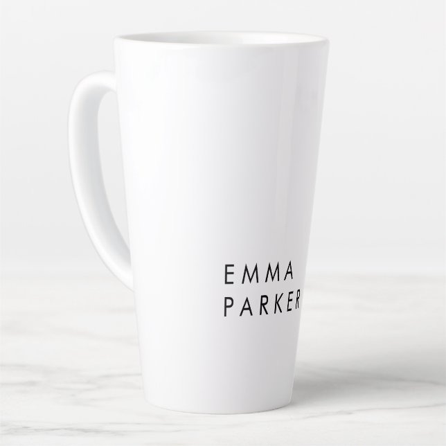 Tasse Latte Unique Black White Trendy Ajouter Votre Nom (Angle gauche)