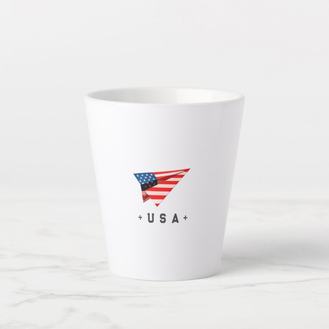 Tasse Latte USA Paper Plane Flag (Devant)