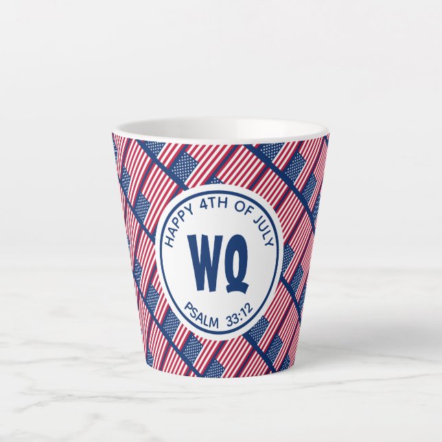 Tasse Latte USA patriotique | Joyeux 4 juillet | Drapeau améri (Devant)