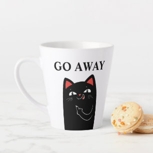 Tasse Latte Va-t'en Doigt du Milieu Chat Noir Drôle