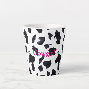 Tasse Latte Vache Imprimée Noir Blanc Cowgirl